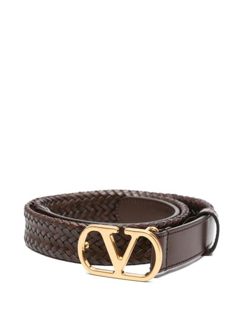Valentino Garavani VLogo braided leather belt - Brown - zdjęcie produktu nr 1