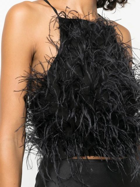 Cult Gaia Joey ostrich feather blouse - Black