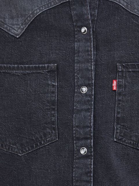 Levi's koszula jeansowa damska kolor czarny regular z kołnierzykiem klasycznym