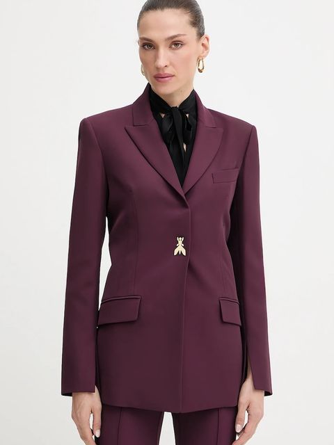 Patrizia Pepe marynarka kolor bordowy jednorzędowa gładka 8S0549 A454 - zdjęcie produktu nr 1