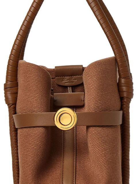 Loro Piana smal leather-trim canvas tote bag - Brown