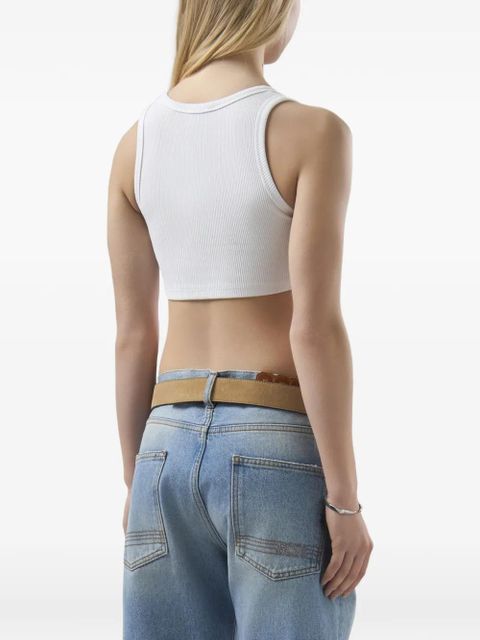 GCDS logo-embroidered crop top - White