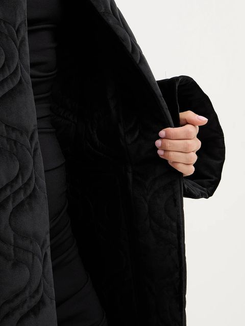 Charo Ruiz Ibiza płaszcz welurowy kolor czarny przejściowa oversize 257311