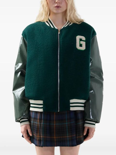 GCDS letterman zip jacket - Green