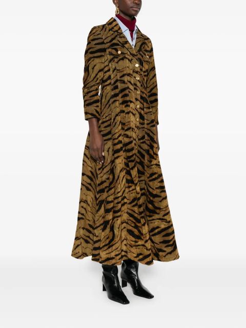 GANNI tiger-pattern button-up maxi dress - Brown