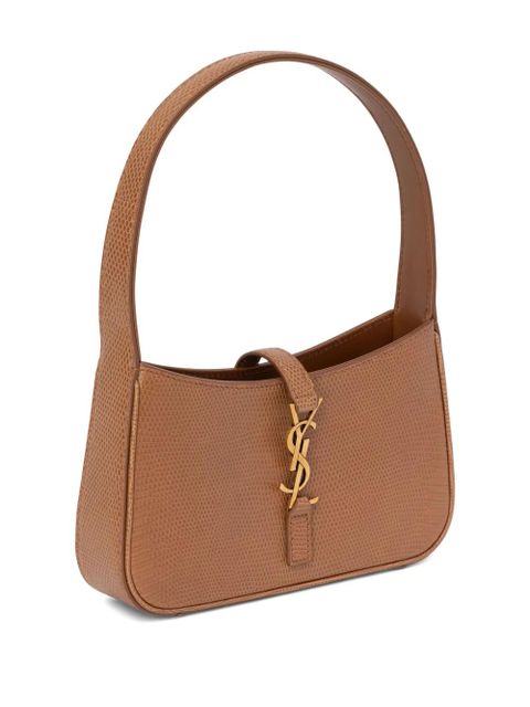 Saint Laurent logo-plaque leather shoulder bag - Brown