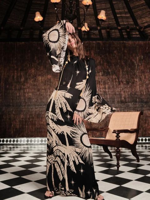 Johanna Ortiz Primera Vez flared-sleeve printed dress - Black - zdjęcie produktu nr 2