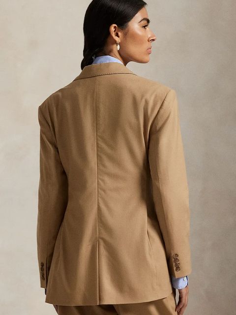 Polo Ralph Lauren marynarka z dodatkiem wełny kolor brązowy jednorzędowa gładka 211977093 - zdjęcie produktu nr 2