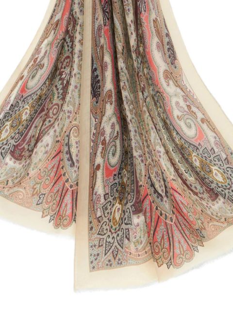 ETRO paisley-print cashmere scarf - Neutrals