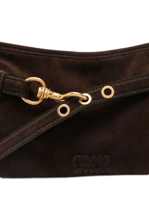 Miu Miu hook-fastening suede shoulder bag - Brown - zdjęcie produktu nr 2