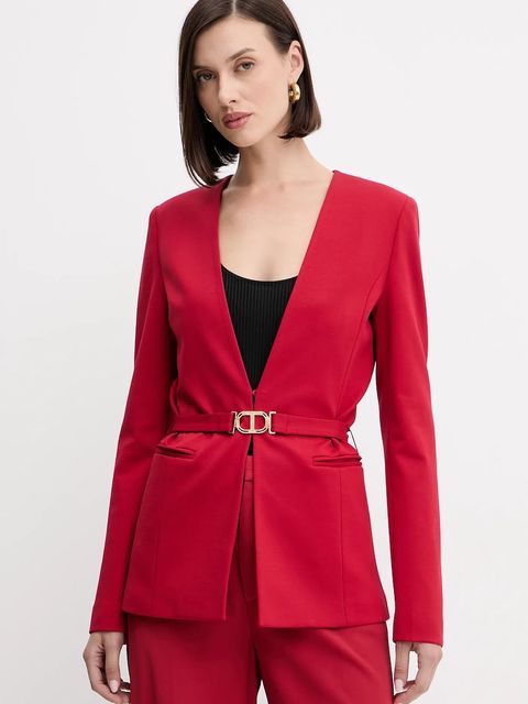 Twinset marynarka kolor czerwony jednorzędowa gładka 252TP2600 - zdjęcie produktu nr 1