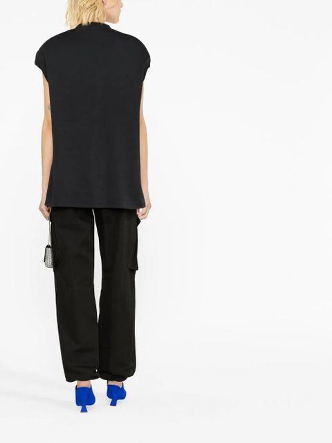 The Attico Laurie logo-embroidered top - Black