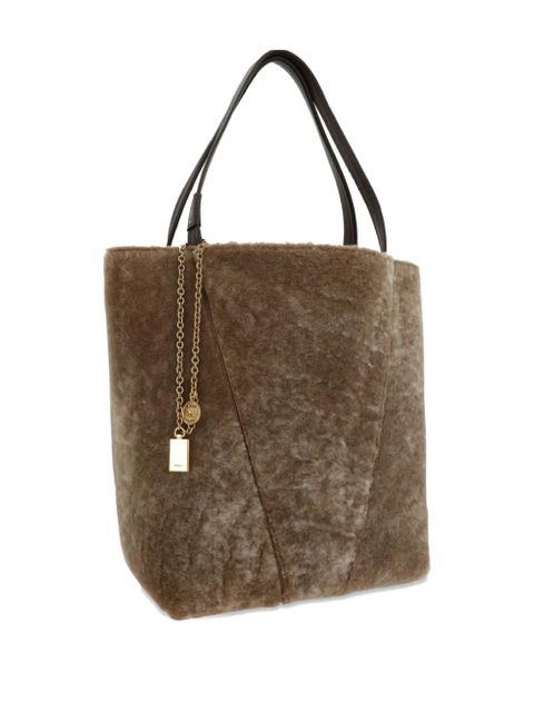 Chloé medium shearling tote bag - Brown - zdjęcie produktu nr 2