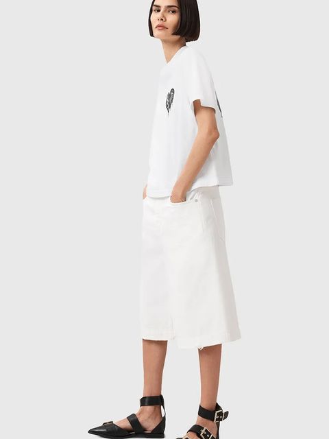 AllSaints t-shirt TRIP damski kolor biały z nadrukiem W033JD