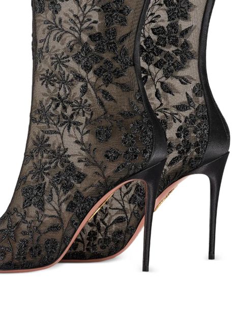 Aquazzura floral beaded knee-high boots - White