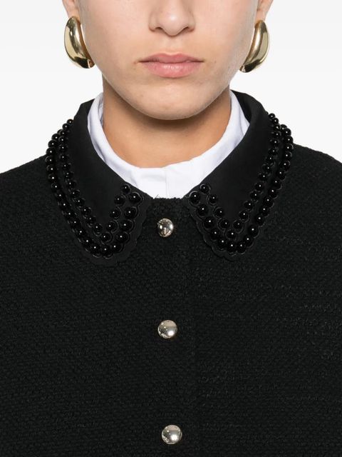 Maje beaded-collar pocket top - Black