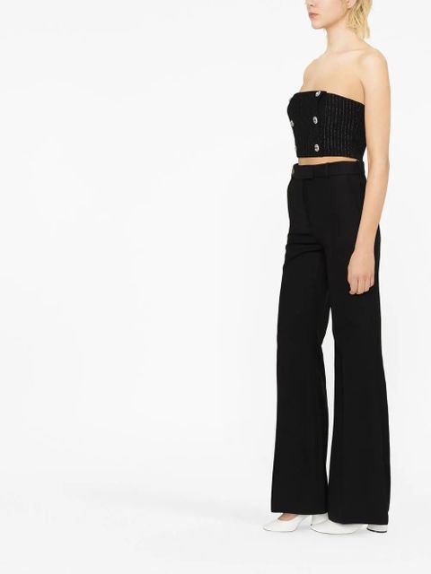 Alessandra Rich pinstripe crystal-embellished crop top - Black - zdjęcie produktu nr 2