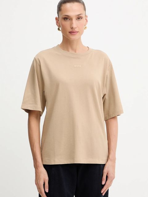 BOSS Orange t-shirt bawełniany damski kolor beżowy 50523256 - zdjęcie produktu nr 1