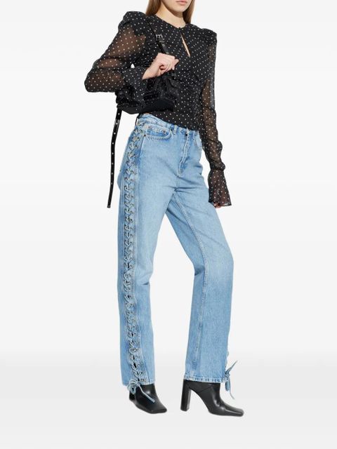 ROTATE BIRGER CHRISTENSEN polka-dot ruched blouse - Black - zdjęcie produktu nr 2