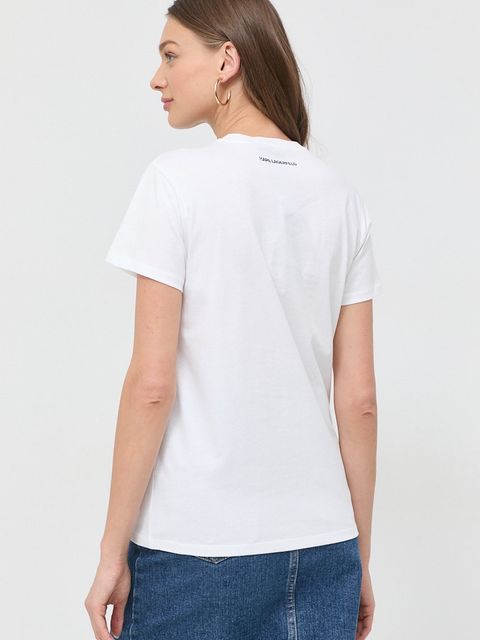 Karl Lagerfeld t-shirt bawełniany kolor biały - zdjęcie produktu nr 2