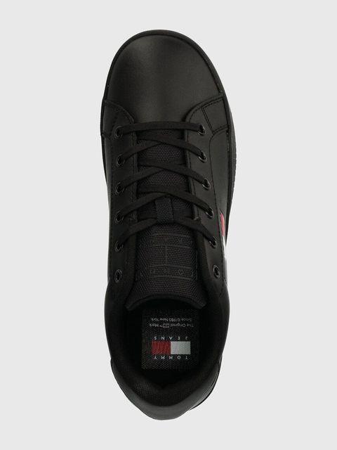 Tommy Jeans sneakersy skórzane TJW FLATFORM ESS kolor czarny EN0EN02518