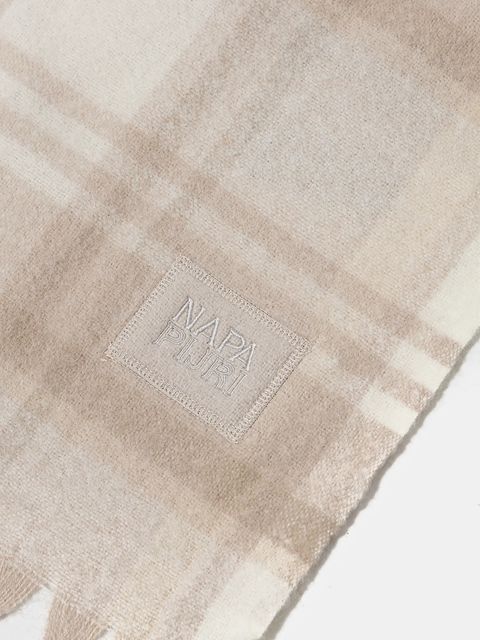 Napapijri szalik z dodatkiem wełny F-Penia damski kolor beżowy wzorzysty NP0A88WVN1J1