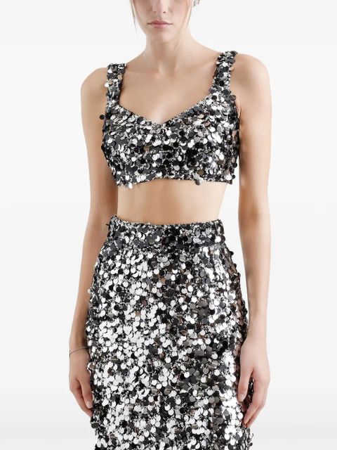 Dolce & Gabbana sequin-embellished cropped top - Silver