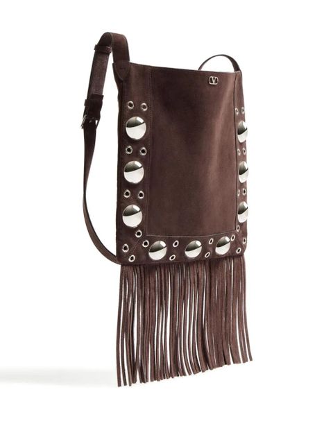 Valentino Garavani Nellcôte suede shoulder bag - Brown