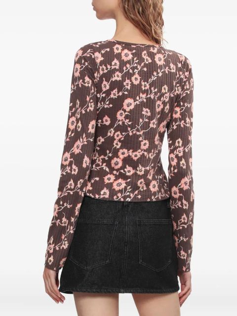 Free People floral-print long sleeves top - Red