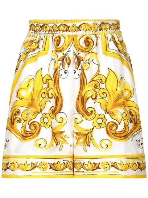 Dolce & Gabbana Majolica-print silk shorts - Yellow - zdjęcie produktu nr 1