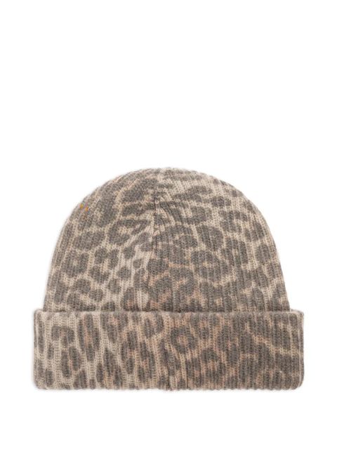 GANNI leopard logo beanie hat - Brown - zdjęcie produktu nr 2