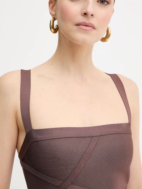 Herve Leger sukienka Josephine kolor brązowy mini dopasowana FRI8513807