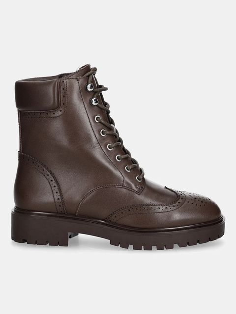 Lauren Ralph Lauren botki skórzane Alysn Lup Pr kolor brązowy na płaskim obcasie 802977885002 - zdjęcie produktu nr 2