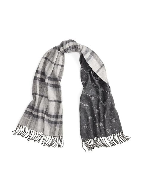 Lauren Ralph Lauren szalik z domieszką wełny damski kolor szary wzorzysty 454P04496 - zdjęcie produktu nr 1