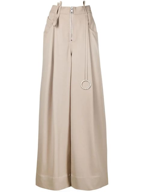 The Attico embellished wide-leg wool trousers - Brown - zdjęcie produktu nr 1