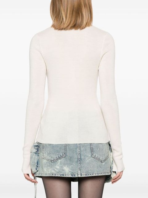 GANNI merino wool polo top - Neutrals