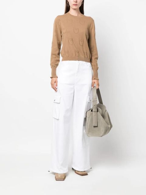 PINKO logo-debossed cashmere top - Brown - zdjęcie produktu nr 2