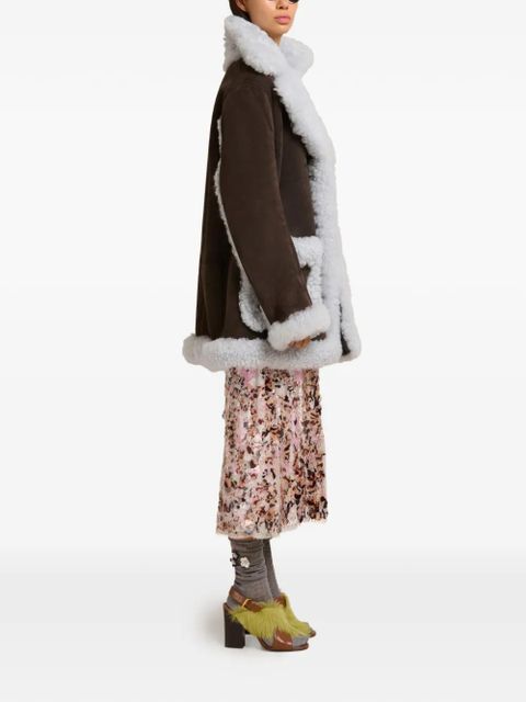 Marni logo-patch pocket leather jacket - Brown