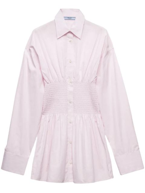 Prada smocked-waist poplin shirt - Pink - zdjęcie produktu nr 1