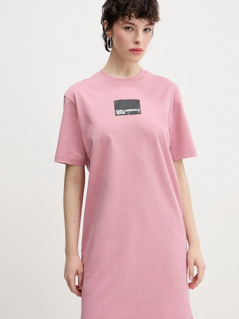 Karl Lagerfeld Jeans sukienka bawełniana kolor różowy mini prosta A2W13028 - zdjęcie produktu nr 1