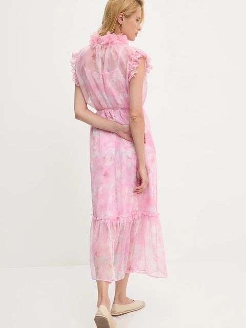 Answear.LAB sukienka kolor różowy maxi rozkloszowana