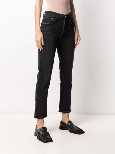 AGOLDE high-waisted straight-leg jeans - Black