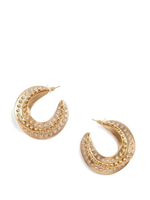 Self-Portrait twisted crystal earrings - Gold