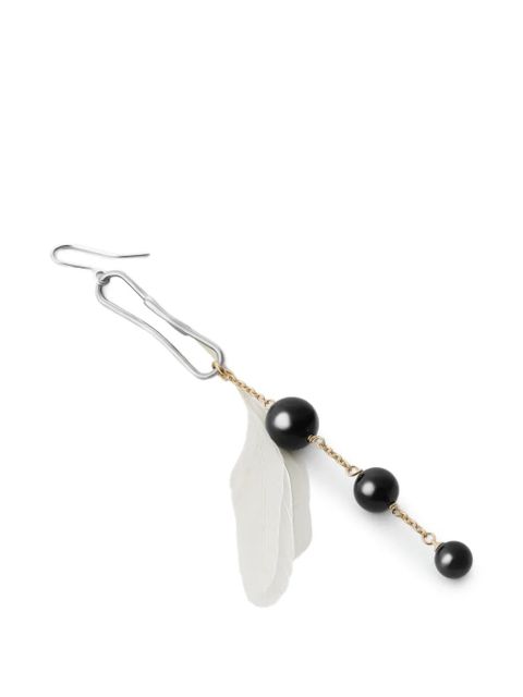 LEMAIRE onyx feather dot earrings - Silver - zdjęcie produktu nr 2
