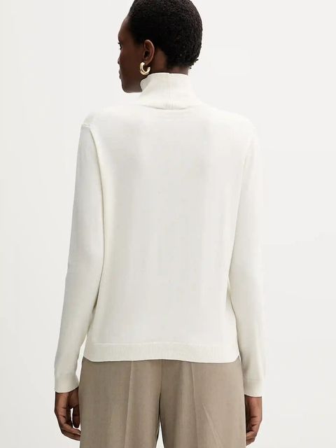 Weekend Max Mara sweter z jedwabiem KIKU damski kolor beżowy lekki z golfem 2525366012600