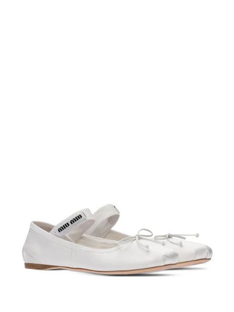 Miu Miu logo-strap ballerina shoes - White - zdjęcie produktu nr 2