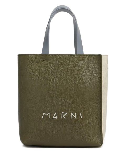 Marni logo-printed leather tote bag - Green - zdjęcie produktu nr 1