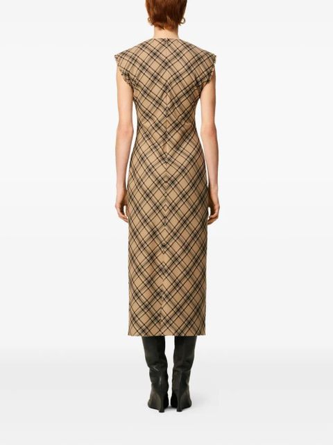 AMI Paris checked wool long dress - Brown - zdjęcie produktu nr 2