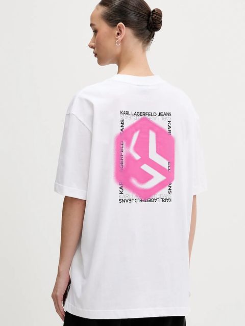 Karl Lagerfeld Jeans t-shirt bawełniany damski kolor beżowy B1W17059 - zdjęcie produktu nr 1