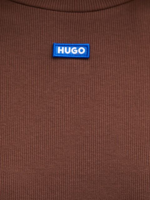 Hugo Blue longsleeve Easy Longsleeve_B damski kolor brązowy z półgolfem 50525318